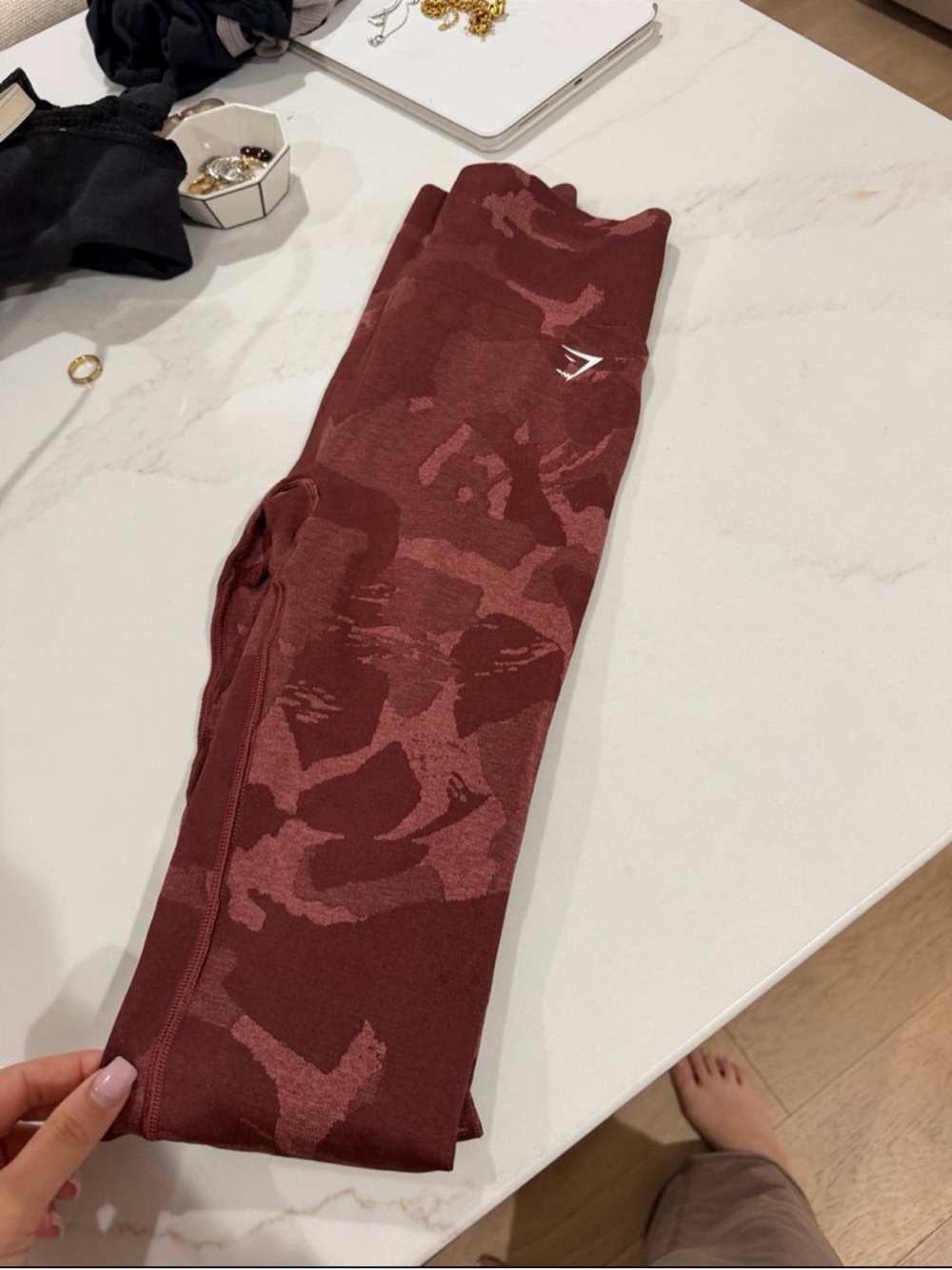 Gymshark Burgundy Camouflage Leggings
